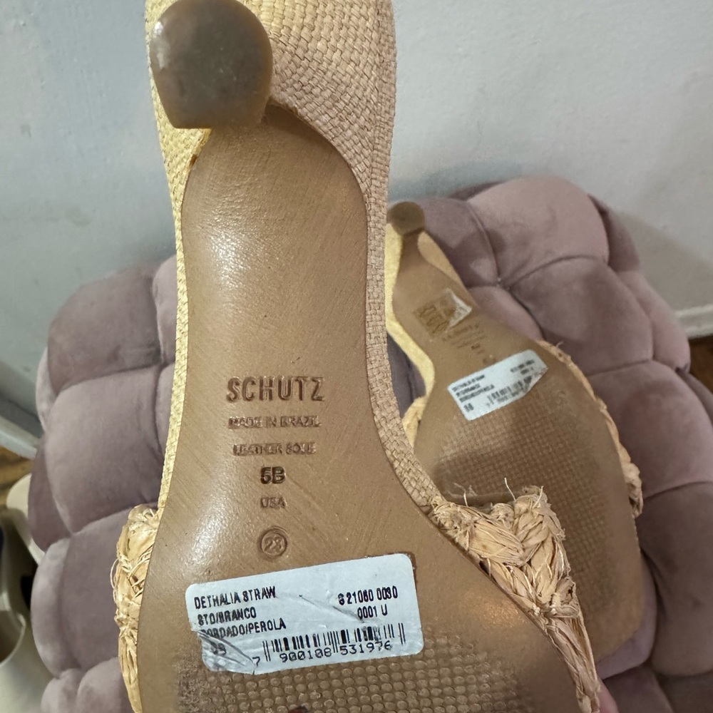 Schutz dethalia straw raffia sandal, kitten heel, natural, size 5 - Picture 6 of 10